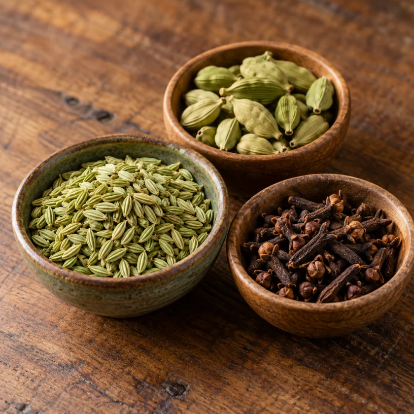 Fennel, cardamom and cloves, used as after-meal substitutes