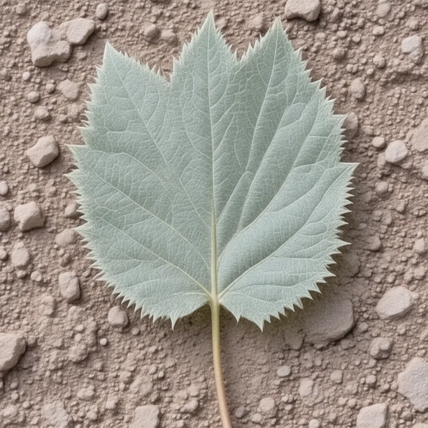 Blessed thistle leaf, with its sticky hairs