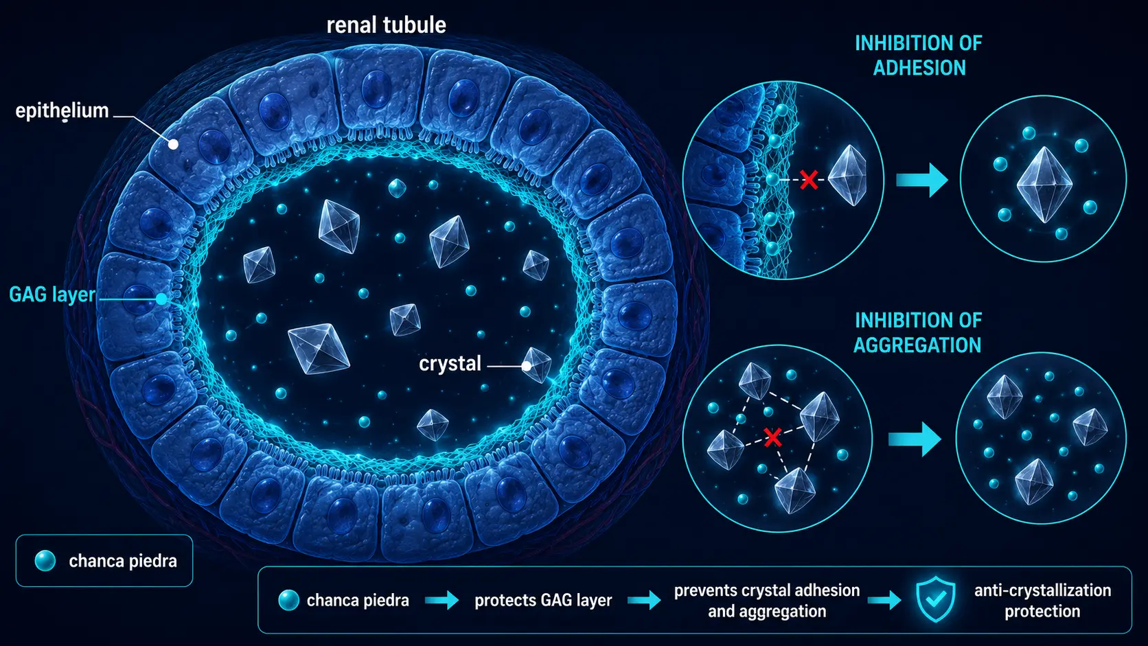 Chanca piedra anti-crystallization mechanism in renal tubule