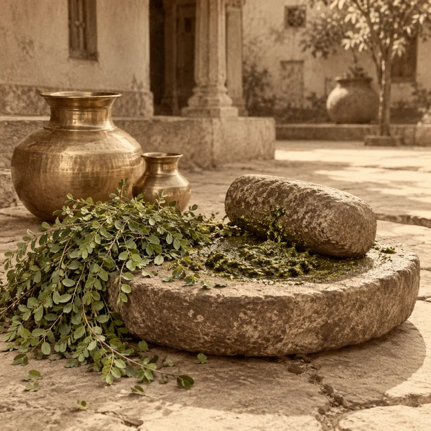 Bhumyamalaki ground fresh in the Ayurvedic tradition