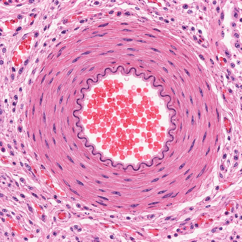An artery wall, where forskolin relaxes muscle