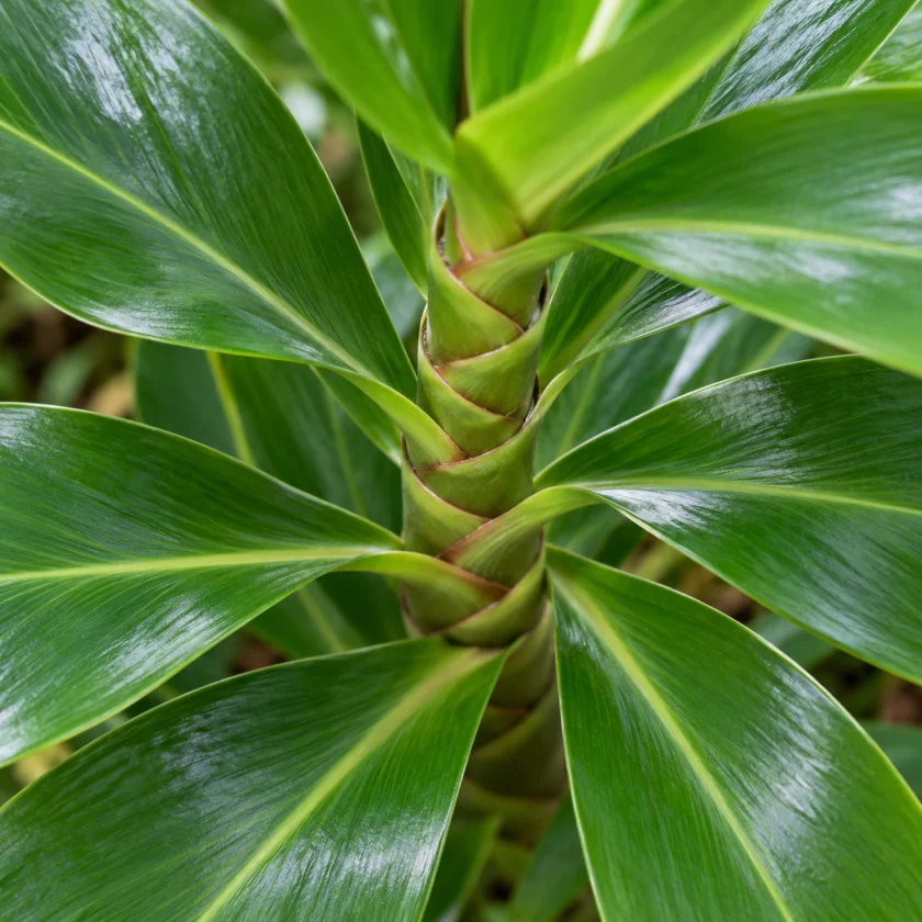 Crepe ginger's spiralling leaves