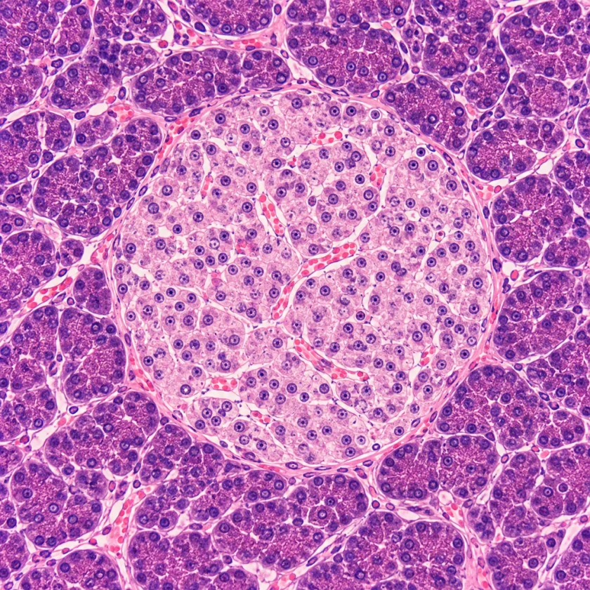 A pancreatic islet, central to blood sugar