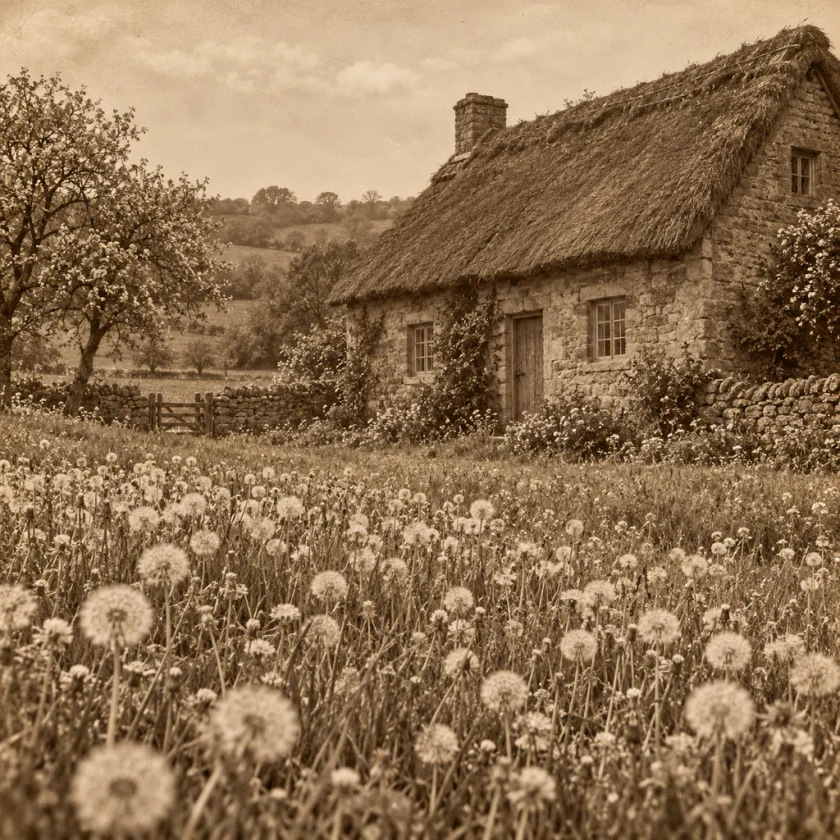 Dandelions in an old farm meadow