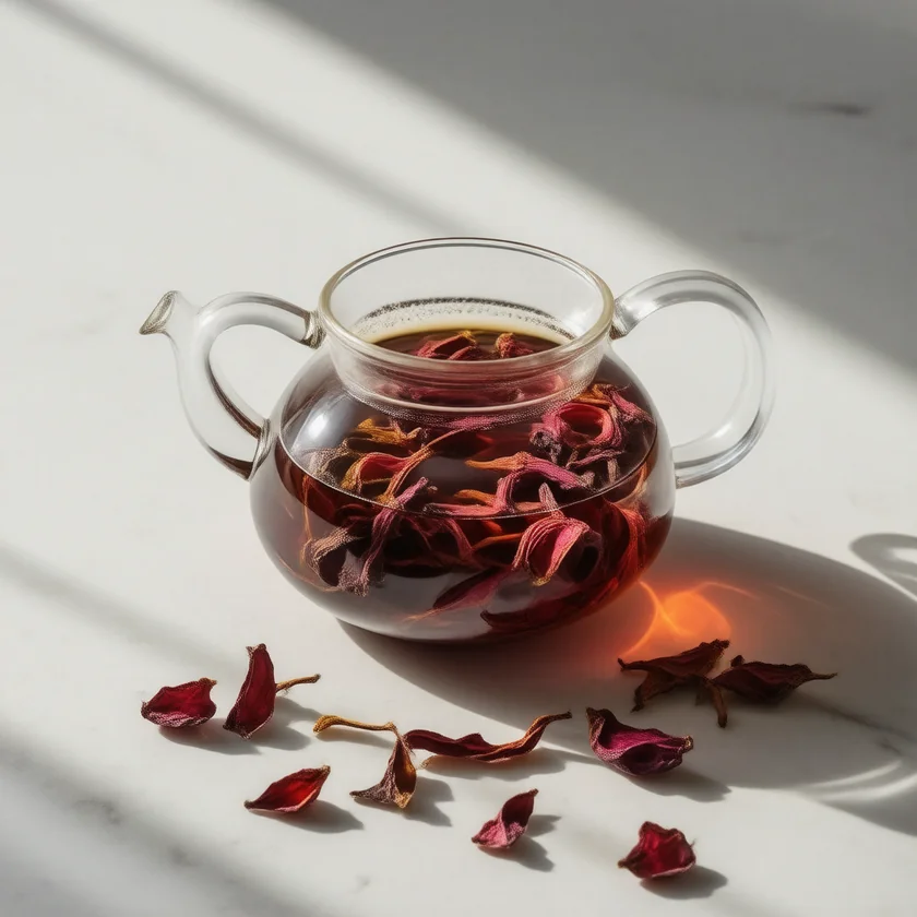Roselle calyces colouring hot water garnet red