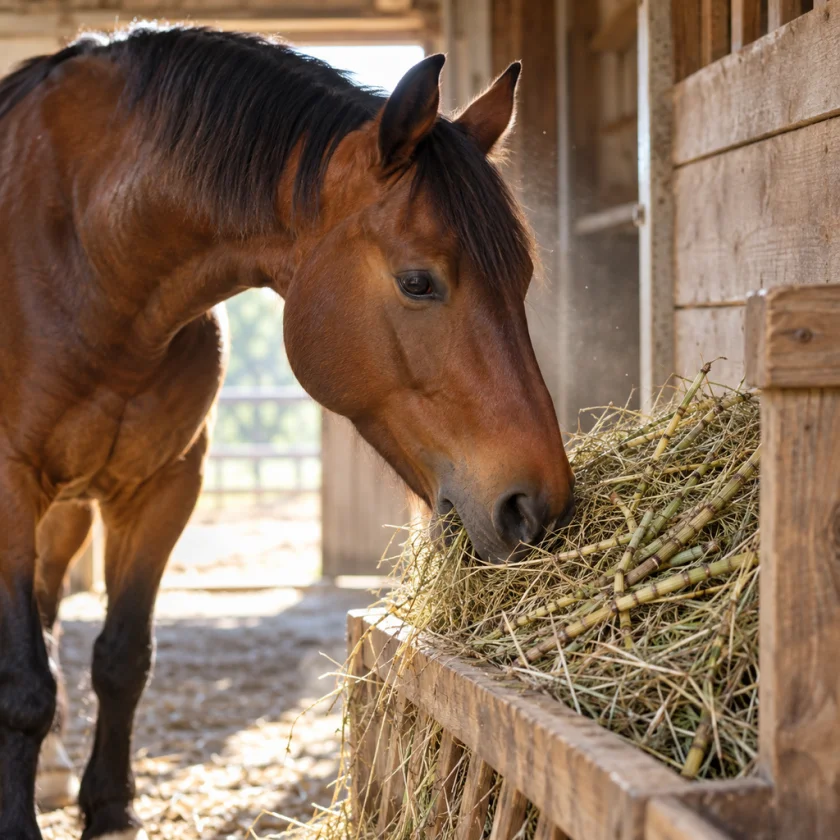 Hay fed to horses, where horsetail poisoning was recorded