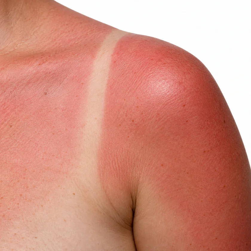 Sunburned skin, the UV damage studied in trials