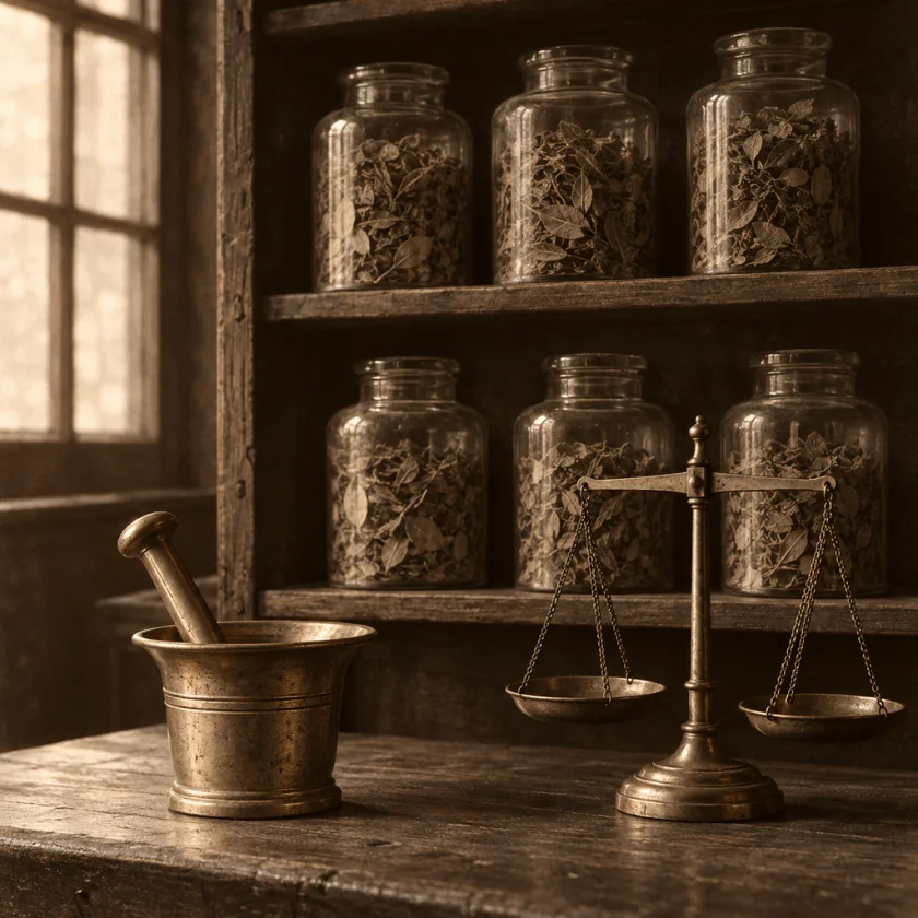 Bearberry leaves in an old apothecary
