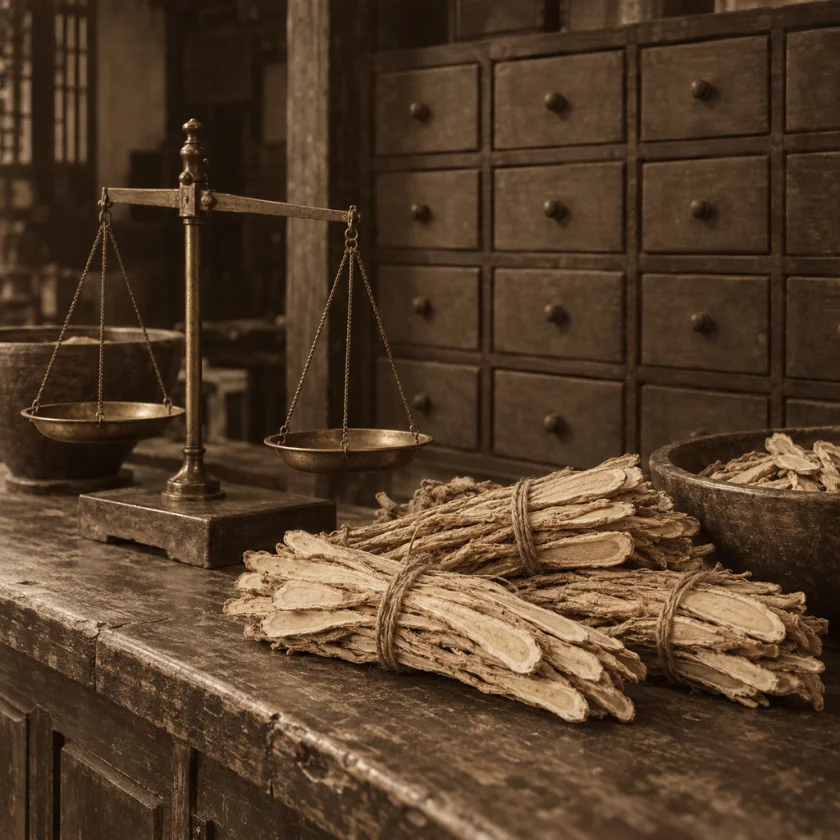 An old Chinese herb shop, where huang qi was weighed and sold
