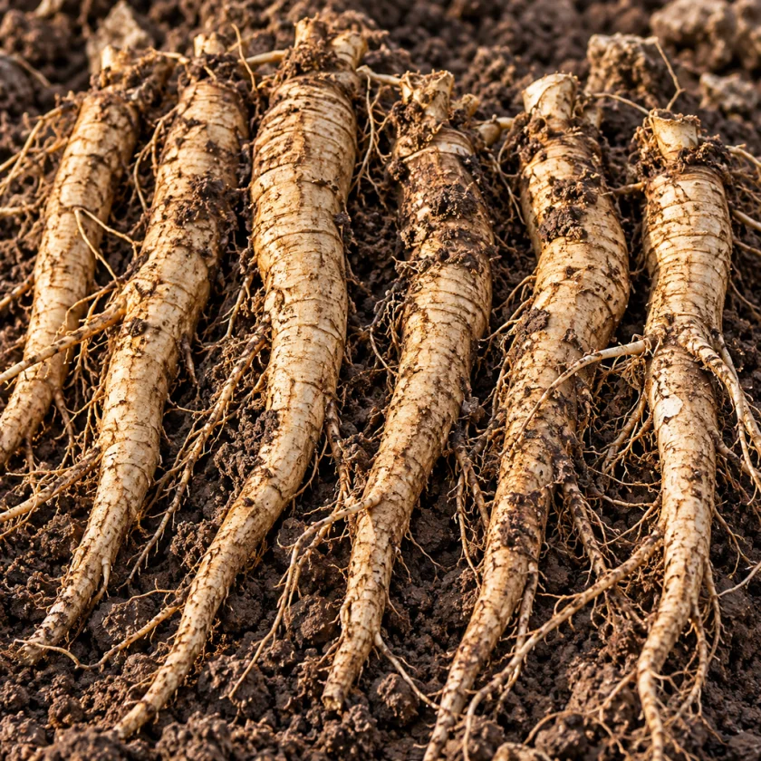 Freshly harvested astragalus roots