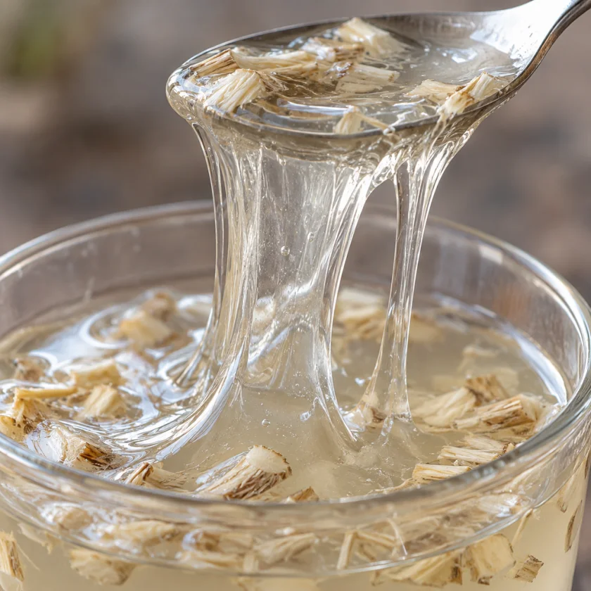 The slippery mucilage that gives the root its effect