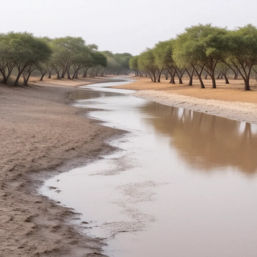 Turbid river water of the kind moringa seed clears