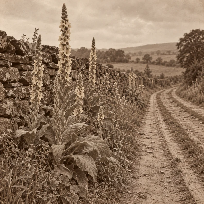 Mullein along a country lane, a plant of old roads