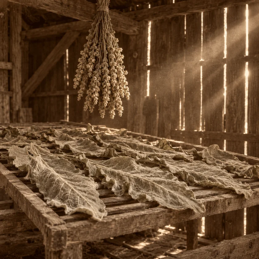 Mullein leaves drying for the winter medicine chest