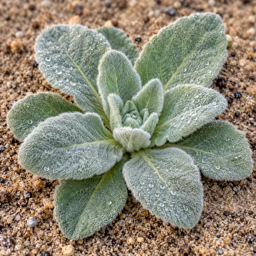 The woolly first-year leaf rosette of mullein