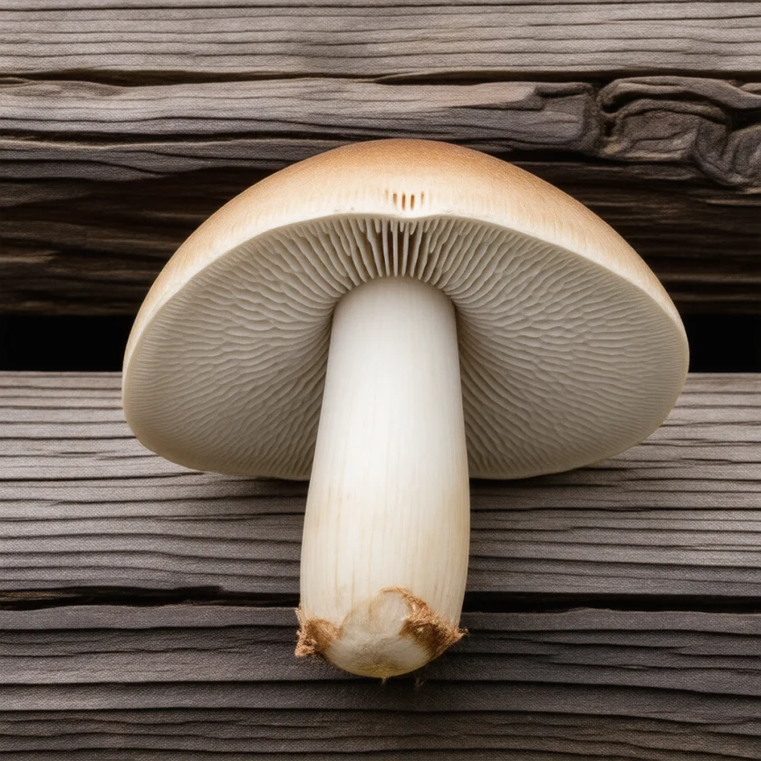 Chocolate-brown gills and white ring of a mature cap