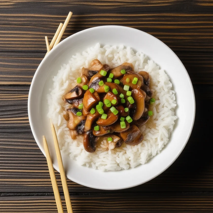 Shiitake cooked with brown rice