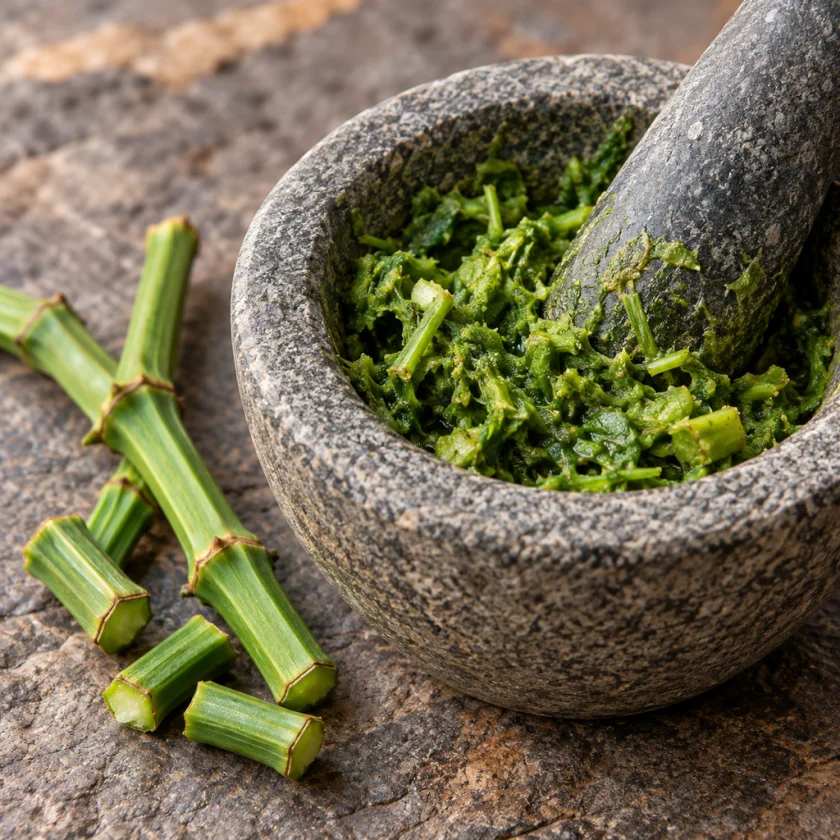 Crushed Cissus stem paste, the bone-setters' preparation