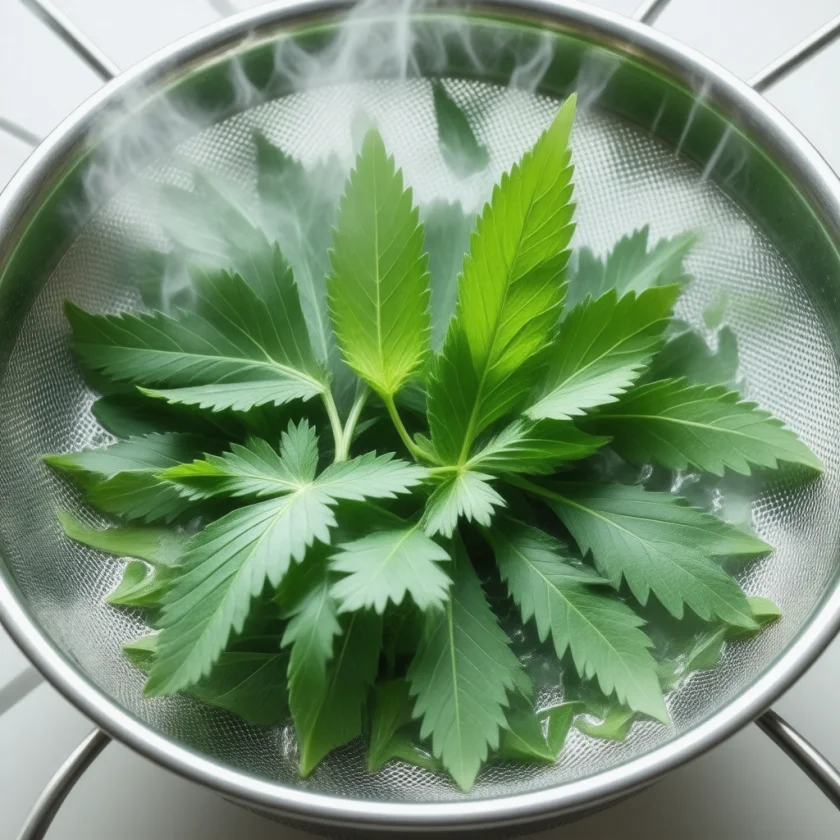 Blanched nettles, sting removed by cooking