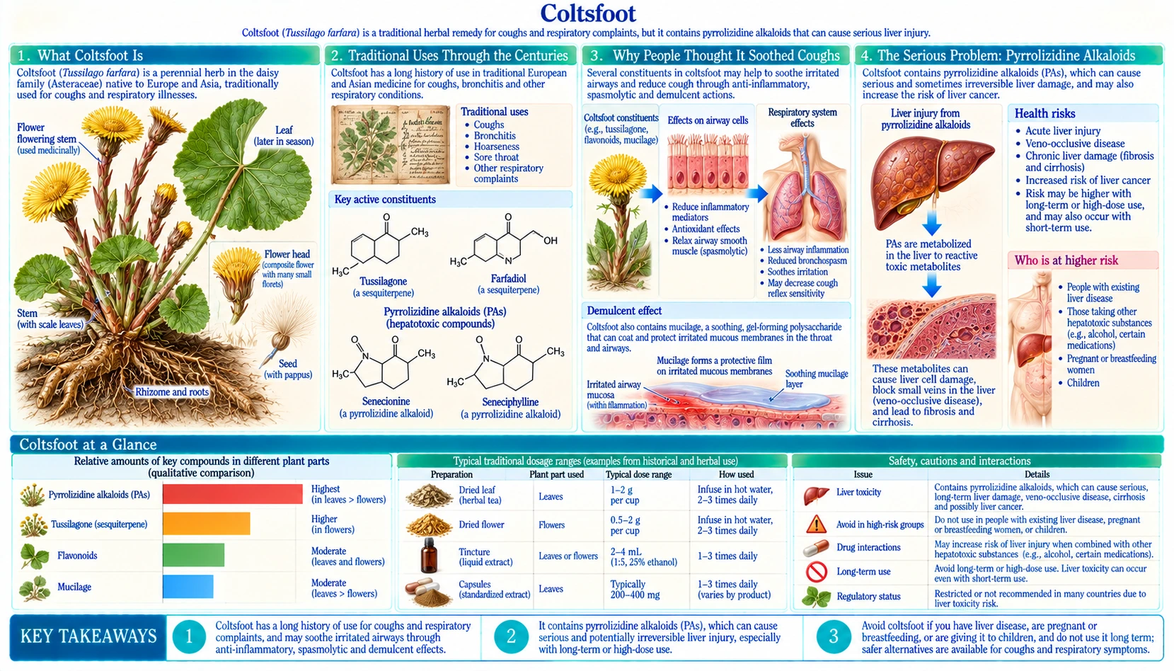 Coltsfoot — scientific infographic poster