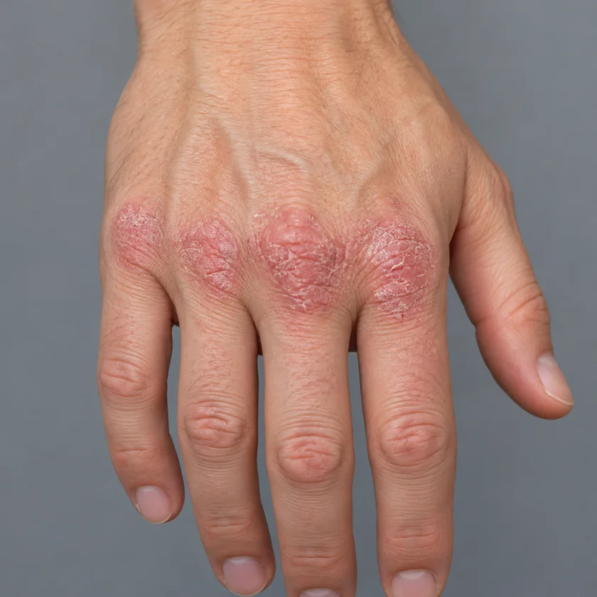 Allergic contact dermatitis on a hand