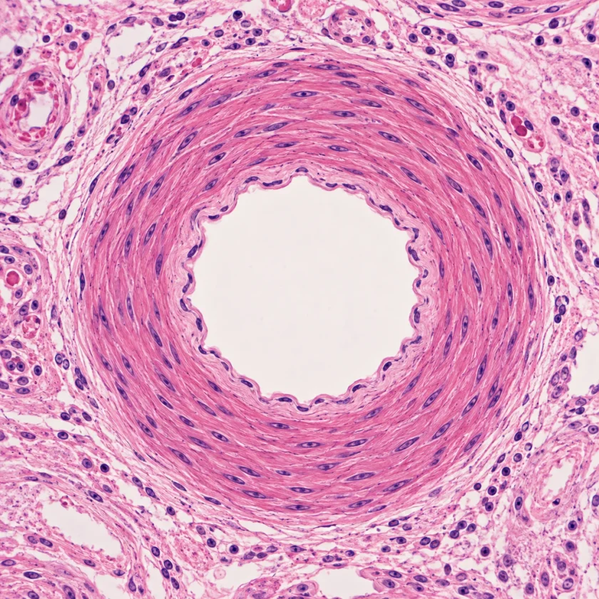 Artery wall smooth muscle, where calcium channels act