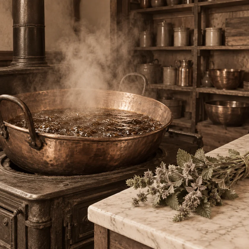 Making horehound candy in an old candy kitchen