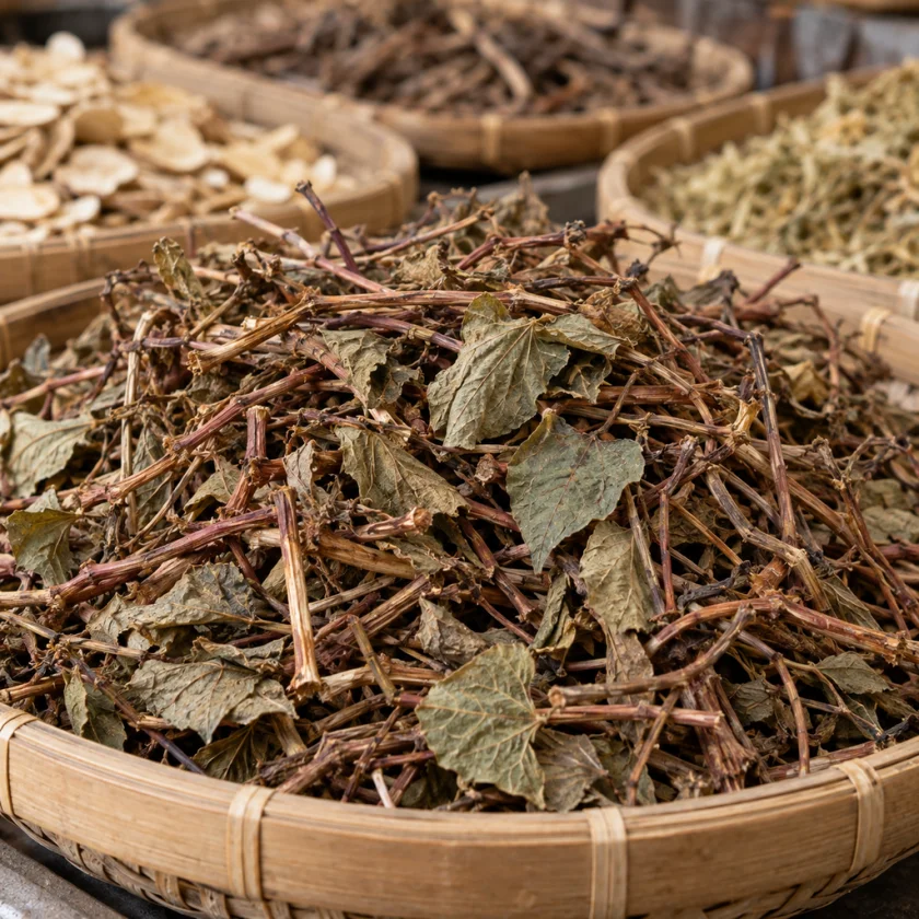 Dried houttuynia as sold in herbal markets