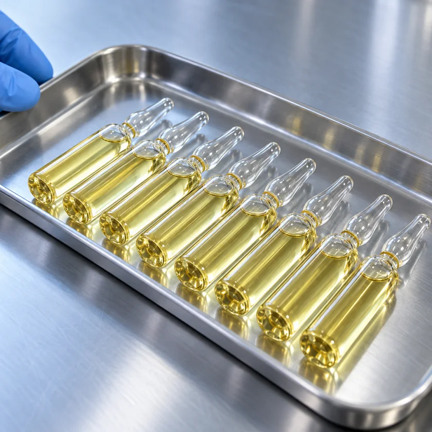 Injectable herbal extract in glass ampoules
