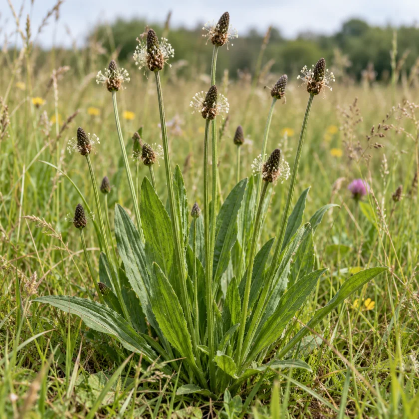 Ribwort plantain, the cough species