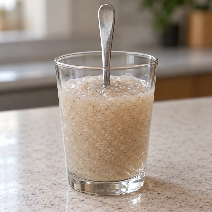 Psyllium husk swelling into a gel