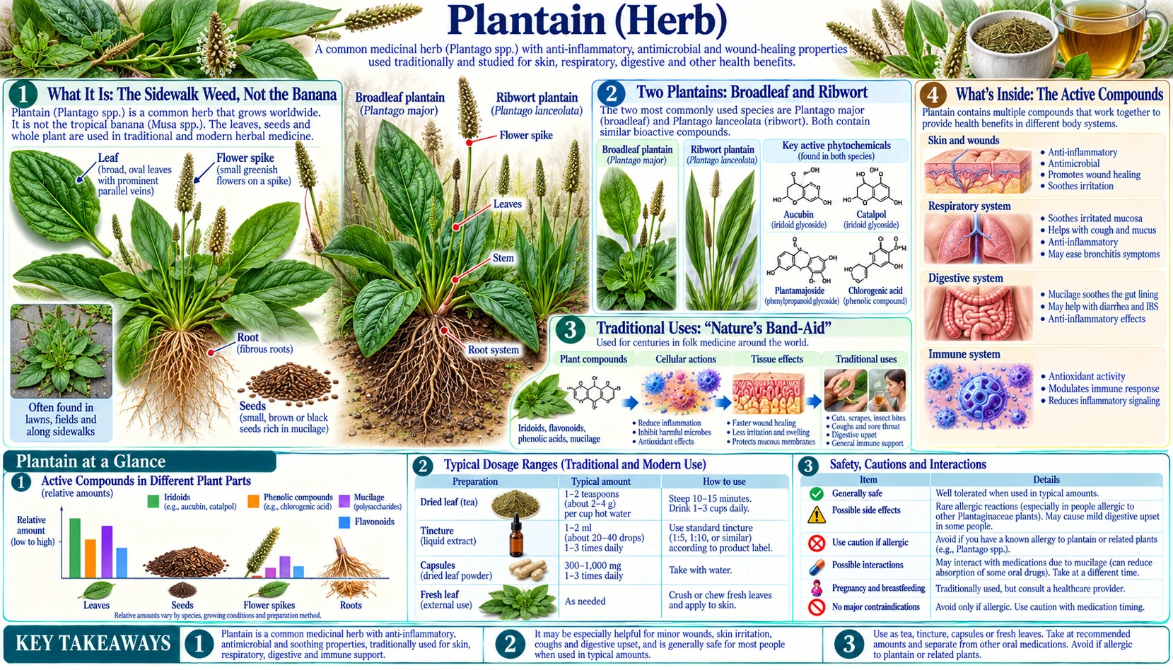 Plantain Herb — scientific infographic poster
