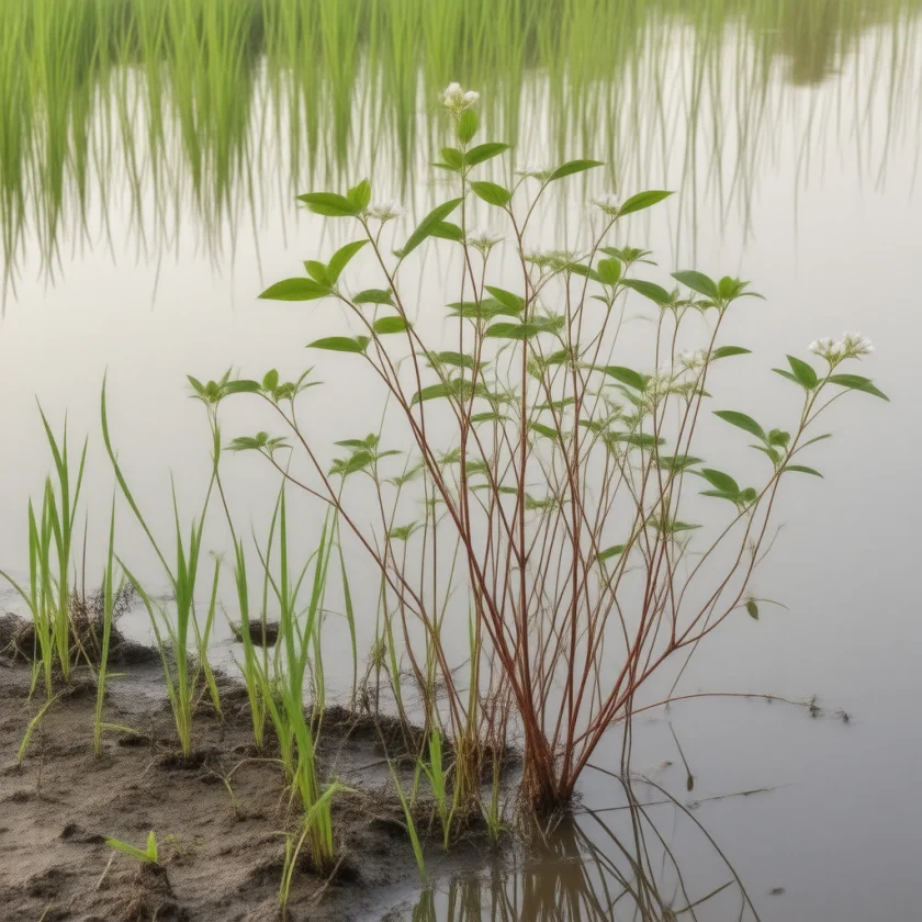 Bhringraj growing at a rice paddy edge