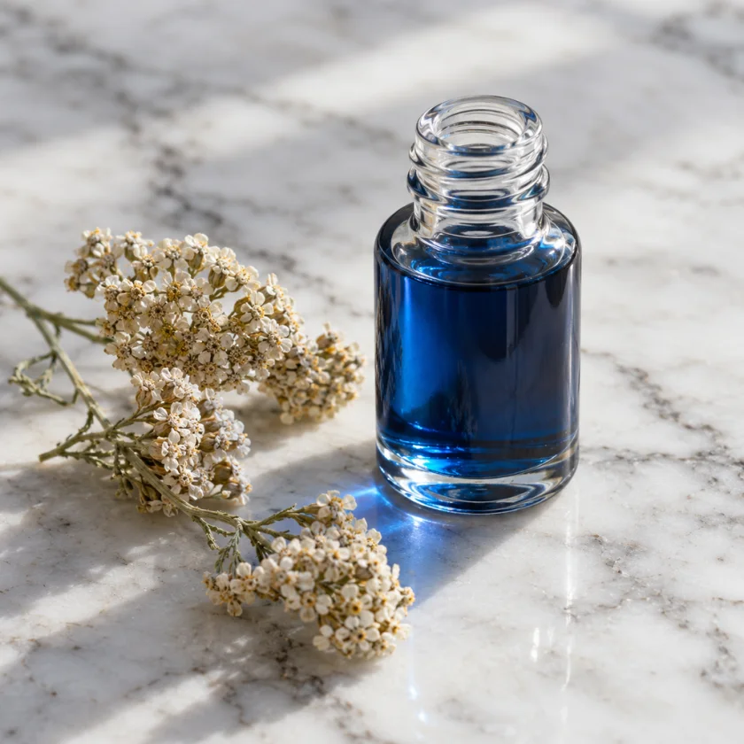 Yarrow essential oil, blue from chamazulene