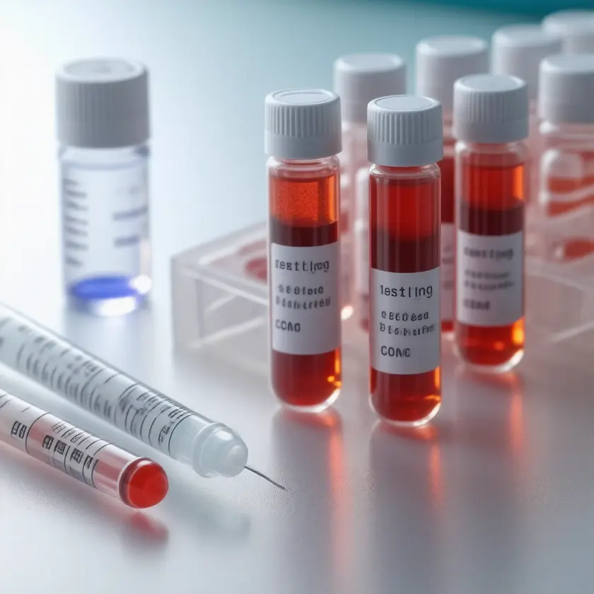 Close-up of clinical laboratory blood draw for Complete Blood Count (CBC) testing