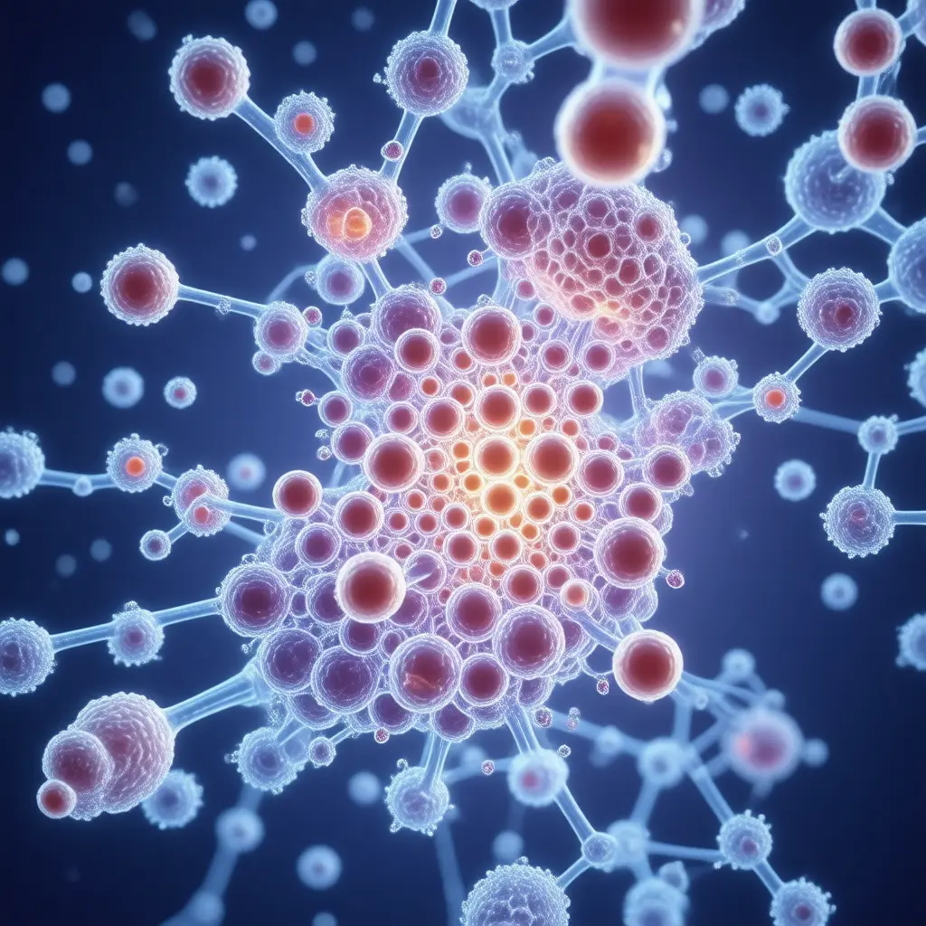 Microscopic view of biological markers measured in DHEA-S Test