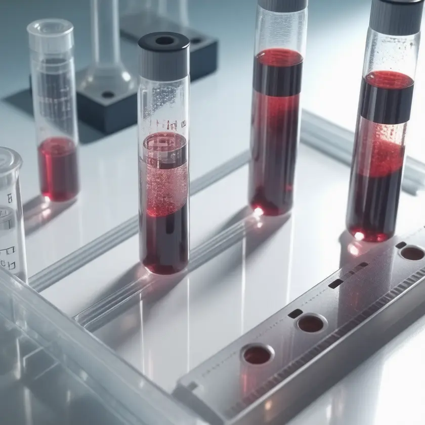Close-up of clinical laboratory blood draw for Iron Panel testing