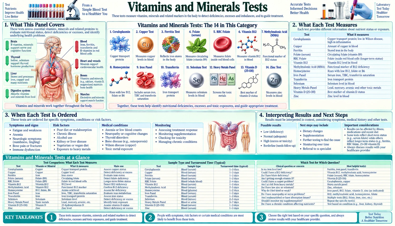 Vitamins and Minerals — scientific infographic poster