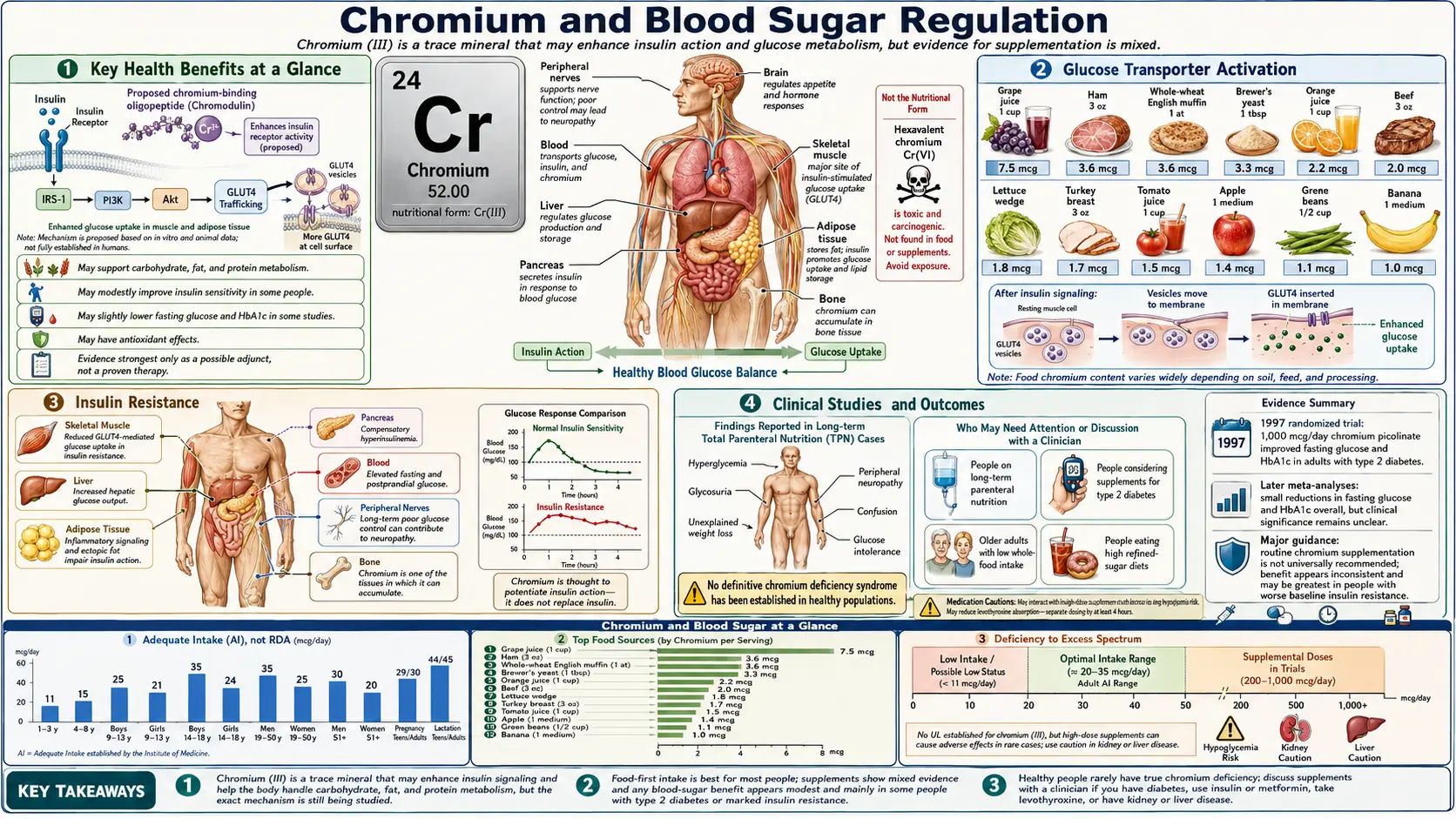 Chromium and Blood Sugar &mdash; scientific infographic poster
