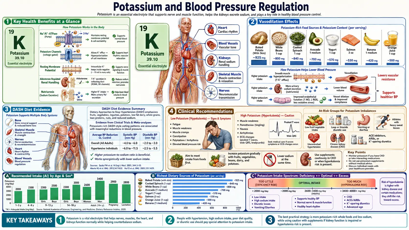 Potassium and Blood Pressure &mdash; scientific infographic poster