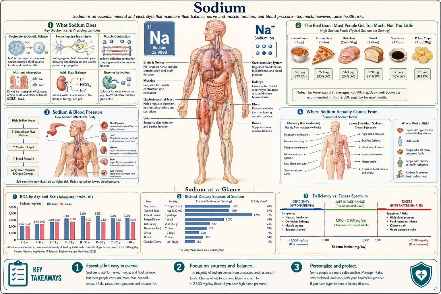Sodium — scientific infographic poster