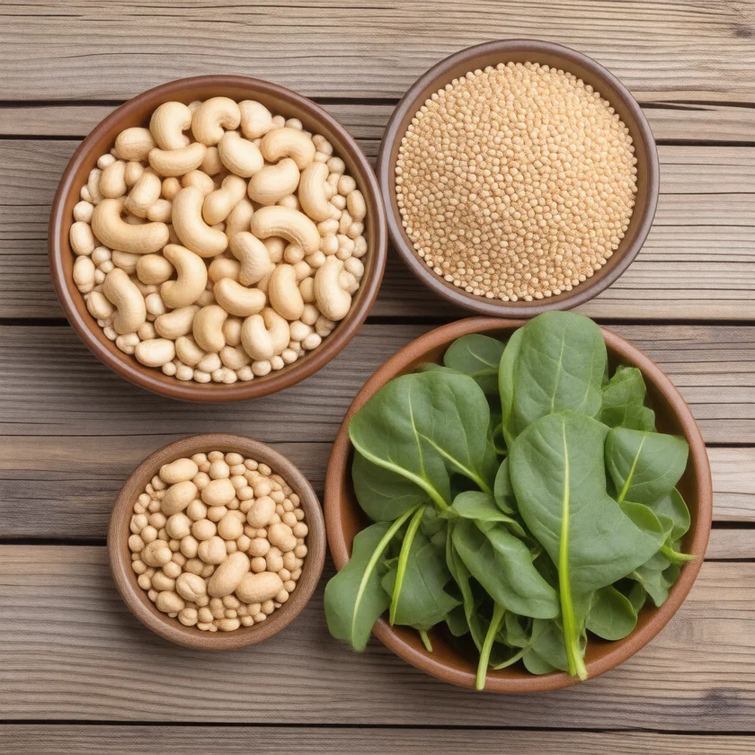 Magnesium foods: cashews, buckwheat, chard and brown rice
