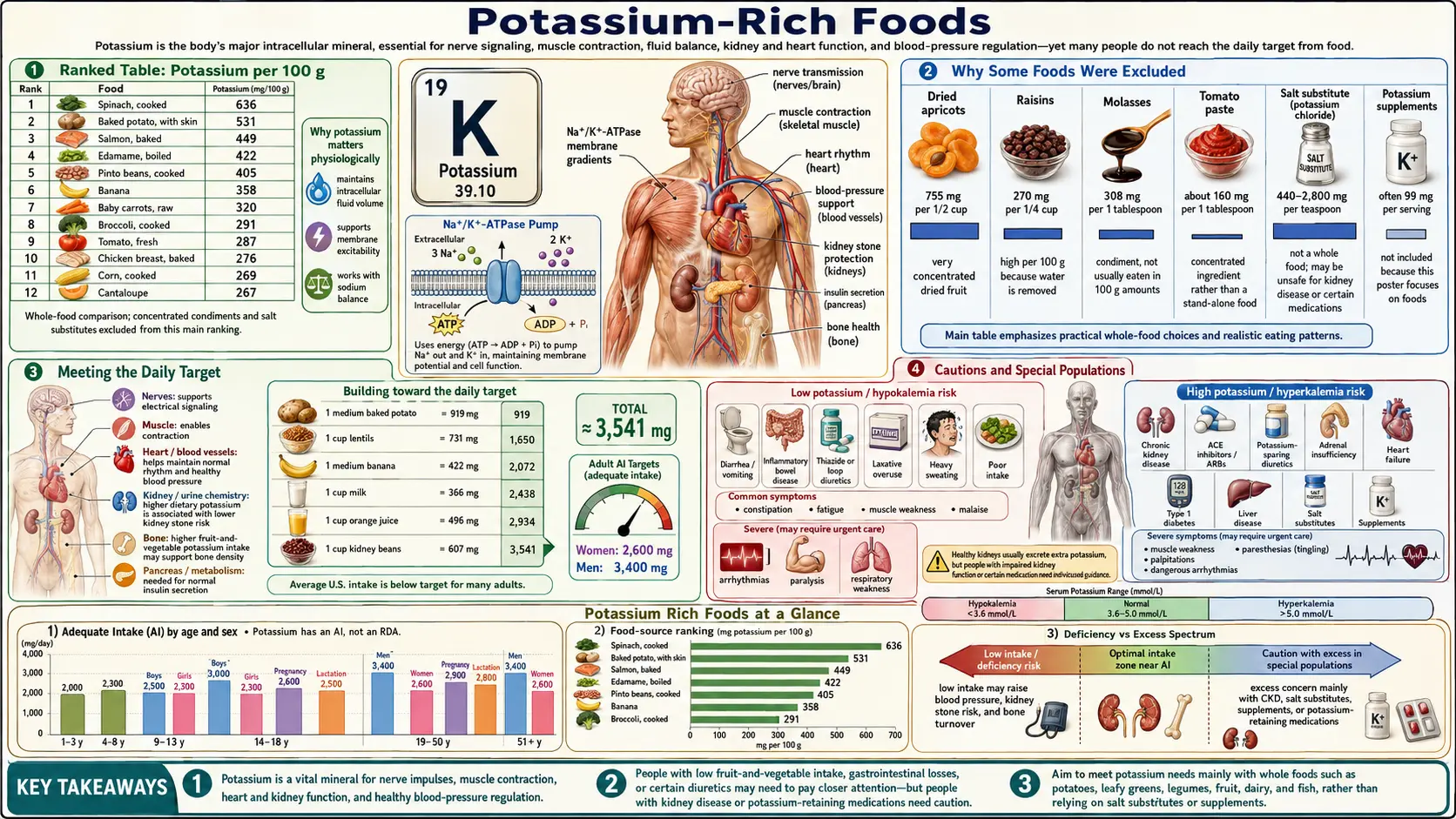 Potassium Rich Foods &mdash; scientific infographic poster