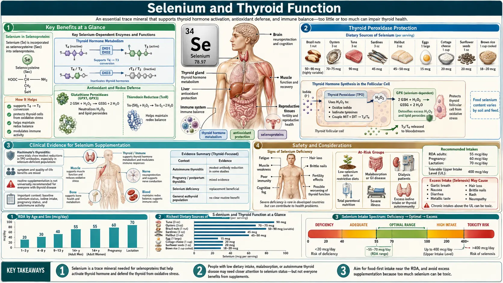 Selenium and Thyroid Function — scientific infographic poster