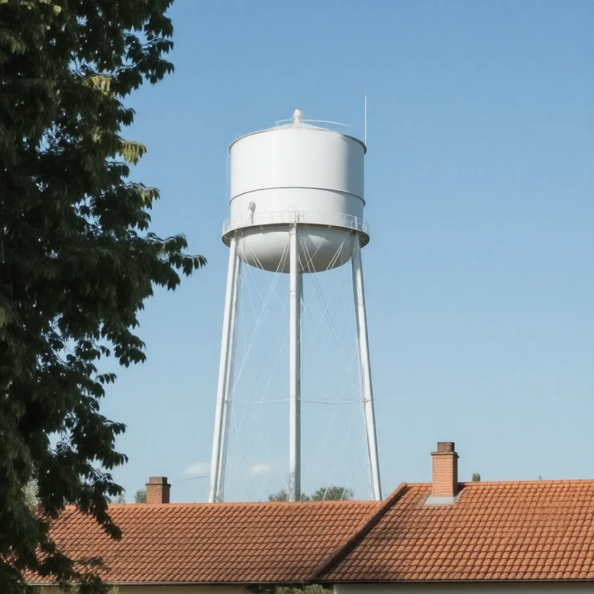 A town water tower
