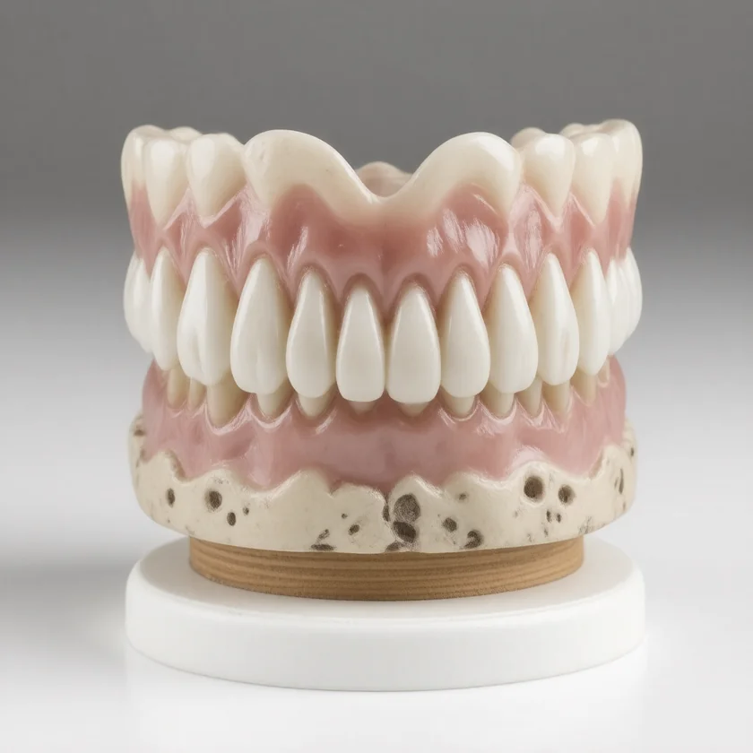 Teeth model showing fluorosis mottling