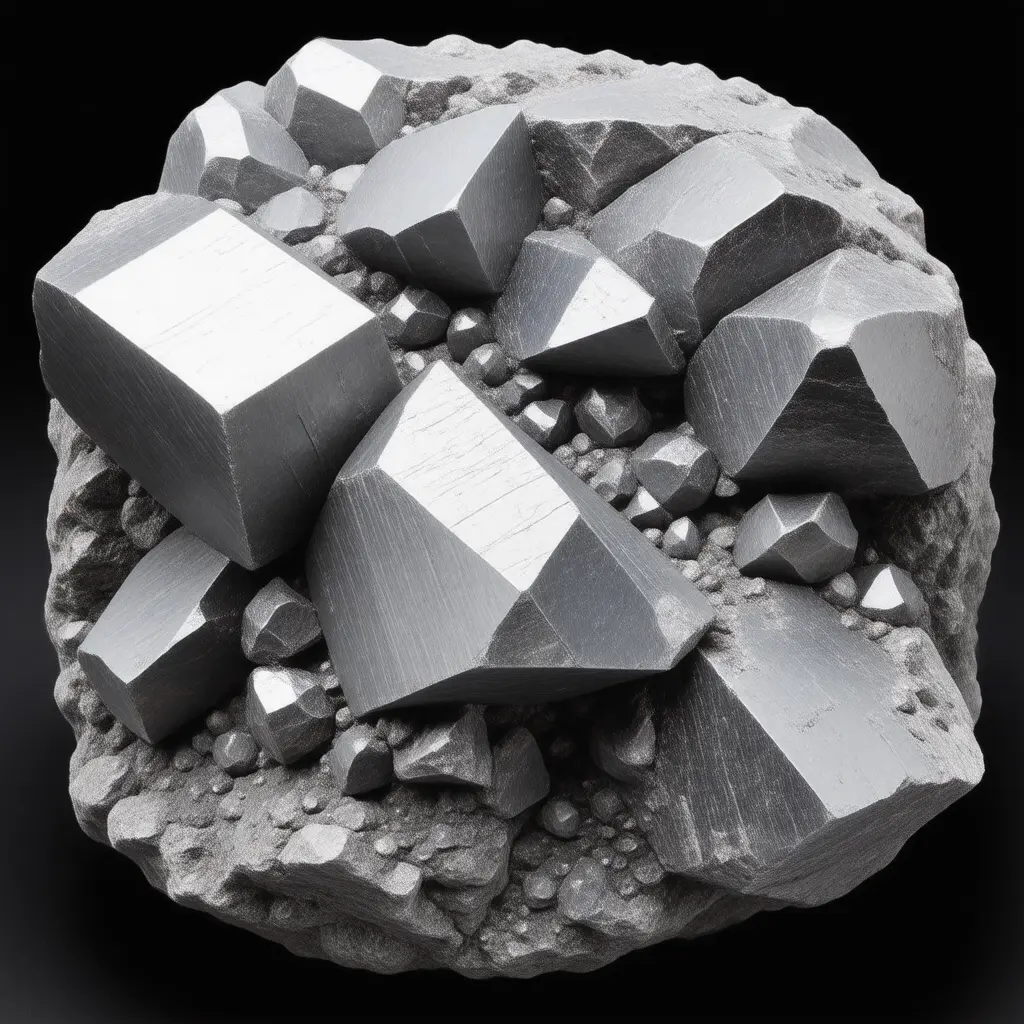 Raw molybdenite mineral crystals
