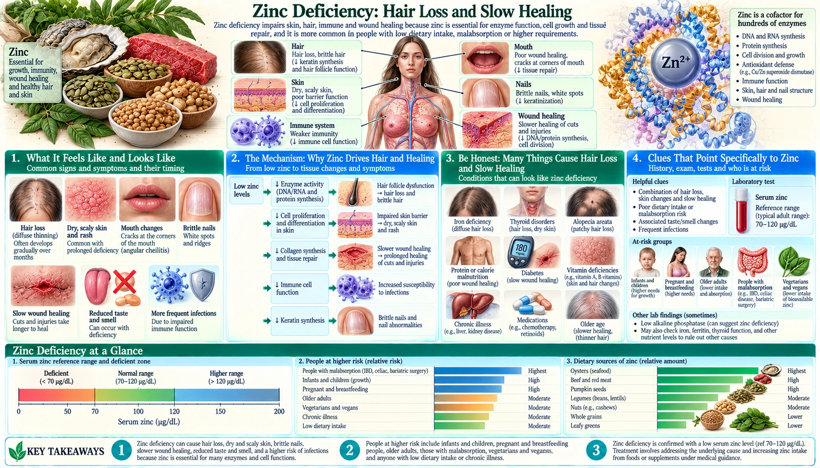 Hair Loss and Slow Healing — scientific infographic poster