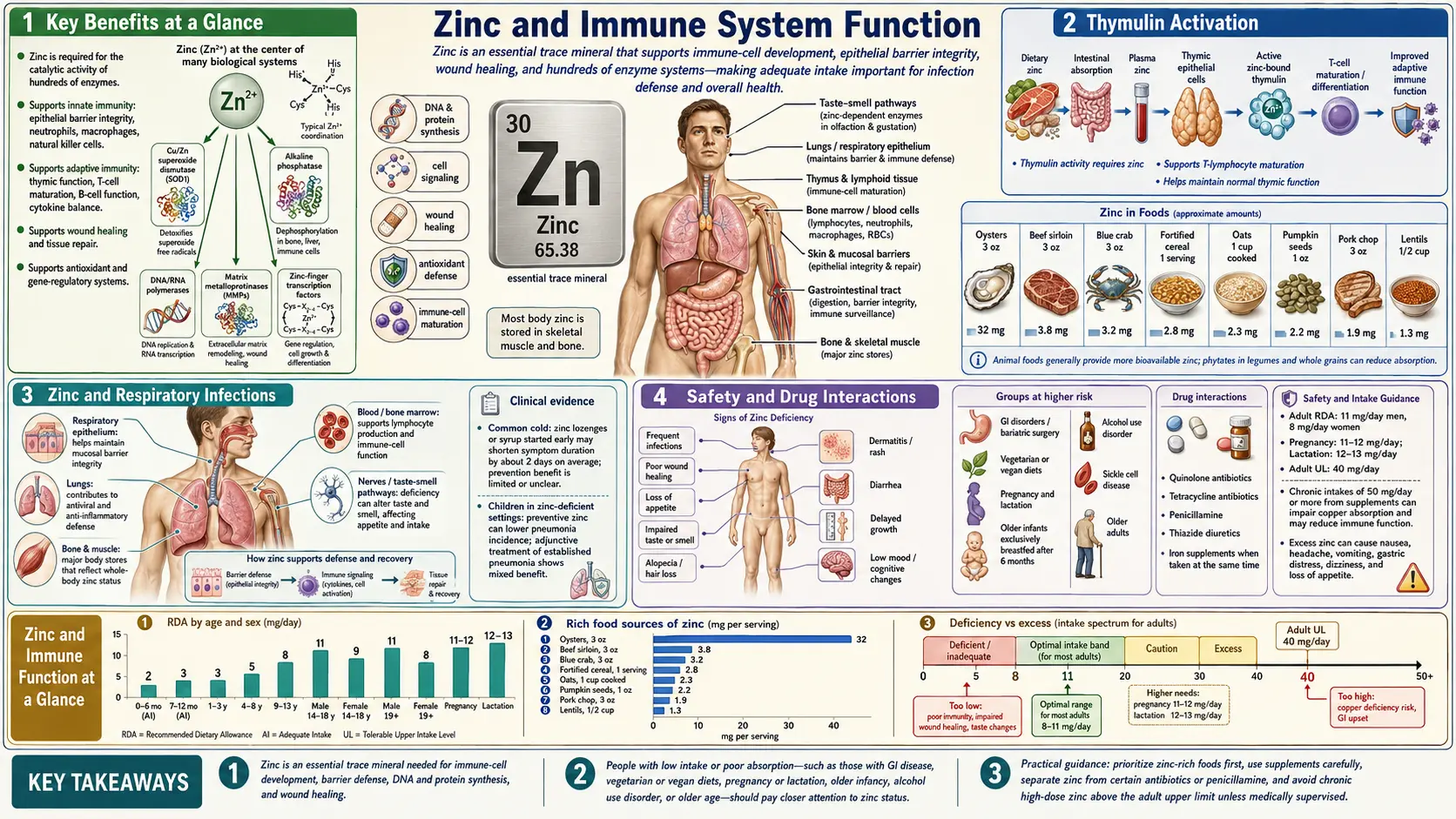 Zinc and Immune Function &mdash; scientific infographic poster