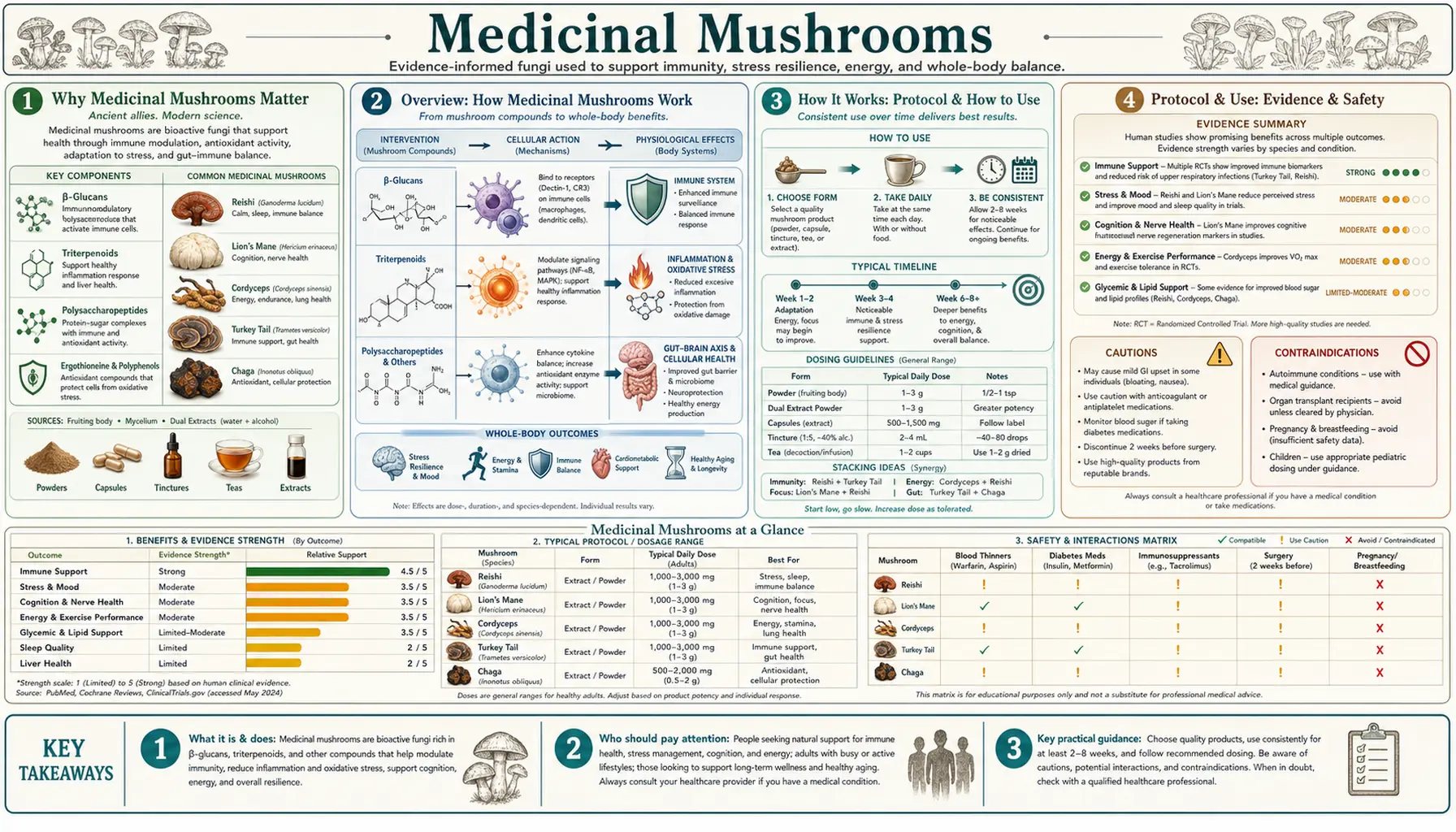 Mushrooms — scientific infographic poster